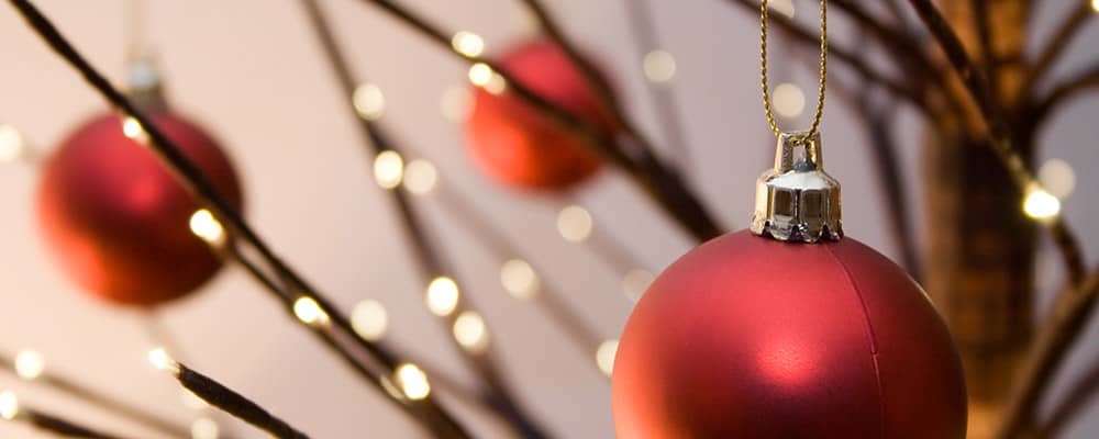 ornaments on a Christmas tree